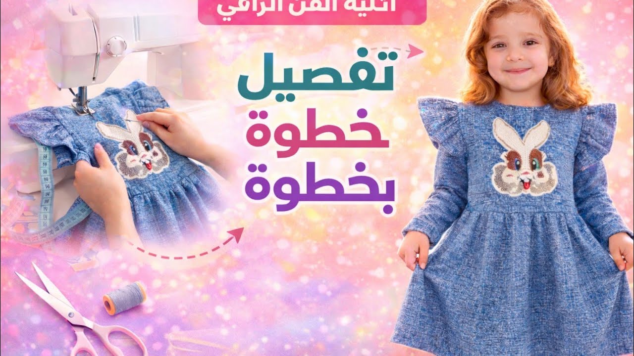طريقه تفصيل فستان العيد لبنات صغار للمبتدئات لعمر 4-5سنوات بدون باترون 🎉