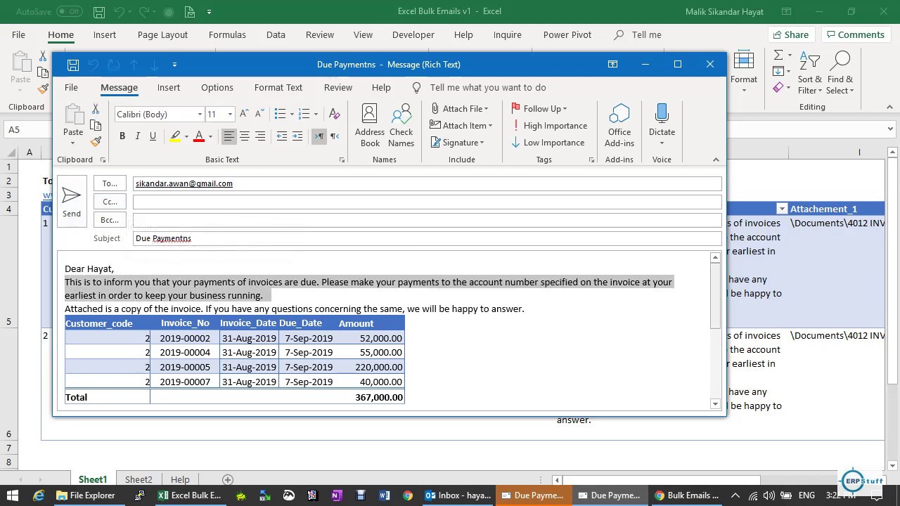 Introduction To Bulk Emails Excel To Outlook Tool Youtube