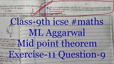 Class-9th icse #maths ML Aggarwal Mid point theorem | ABC is an isosceles triangle with AB=AC. D, E
