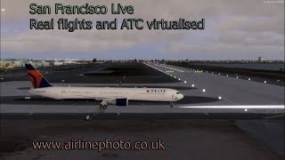 SFO San Francisco Virtual airport Live real life flights departures-arrivals virtualised!!!