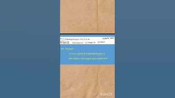 In (X,T) Topological space Ext(A) is an?||What is the exterior of a set in topological space?