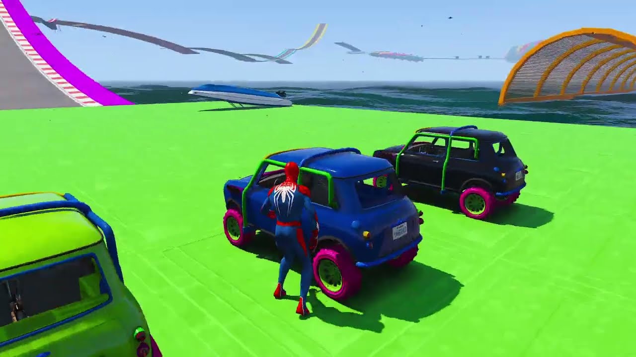 i will use gta 5 superheroes to build giant bridges across ocean and test impossible car stunts on t