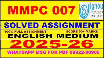 MMPC 007 solved assignment 2025-26 in English || mmpc 007 solved assignment 2026 || mmpc7 2025-26
