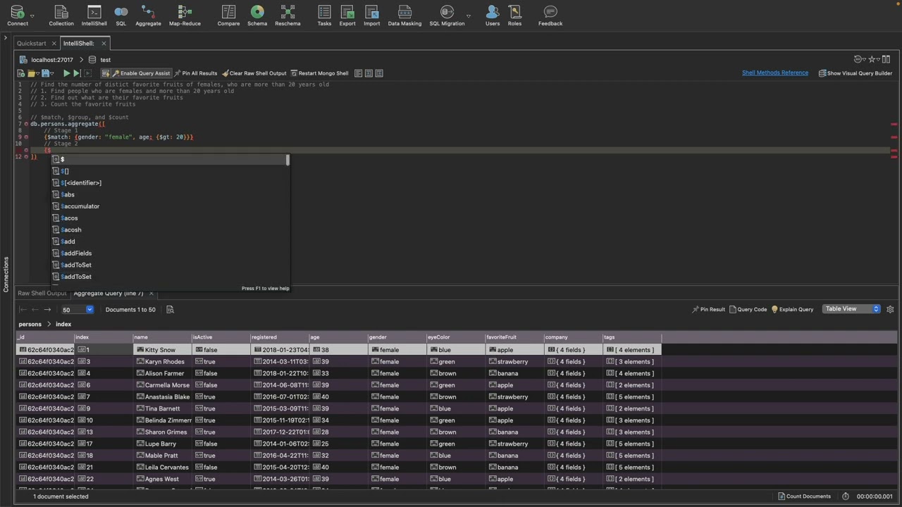 [MongoDB-Aggregation] $match, $group, $count