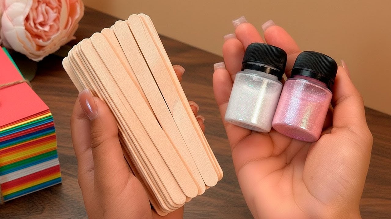 Look what I Made from Wooden sticks and Colored Paper! 😍 Home Decor Ideas! DIY!