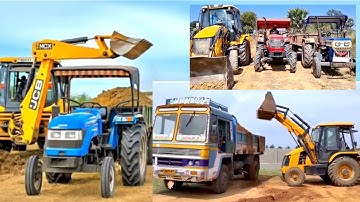 Mahindra JCB farming JCB 3DX machine loading new Sonalika Mahindra Arjun Swaraj powertrac dumper 