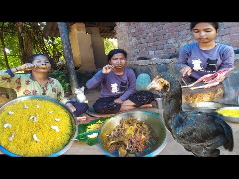 lady slaughter chicken// country chickan curry cooking by village girl in village style