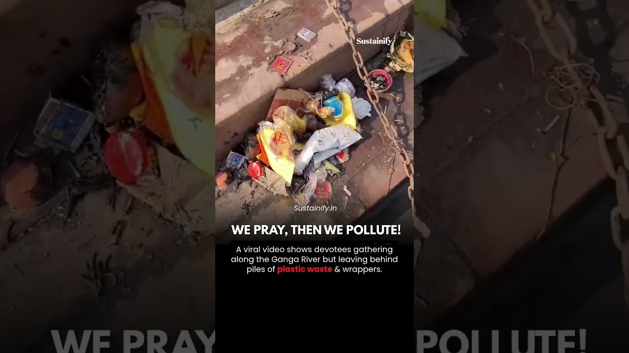 POV: You go to pray at the Ganga River… and watch people throw plastic right after 😔 #cleanindia