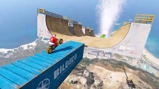 GTA 5: Santa Claus Tron Bike Stunt Challenge on Most Dangerous on Mount Chiliad #gta #gta5 screenshot 5