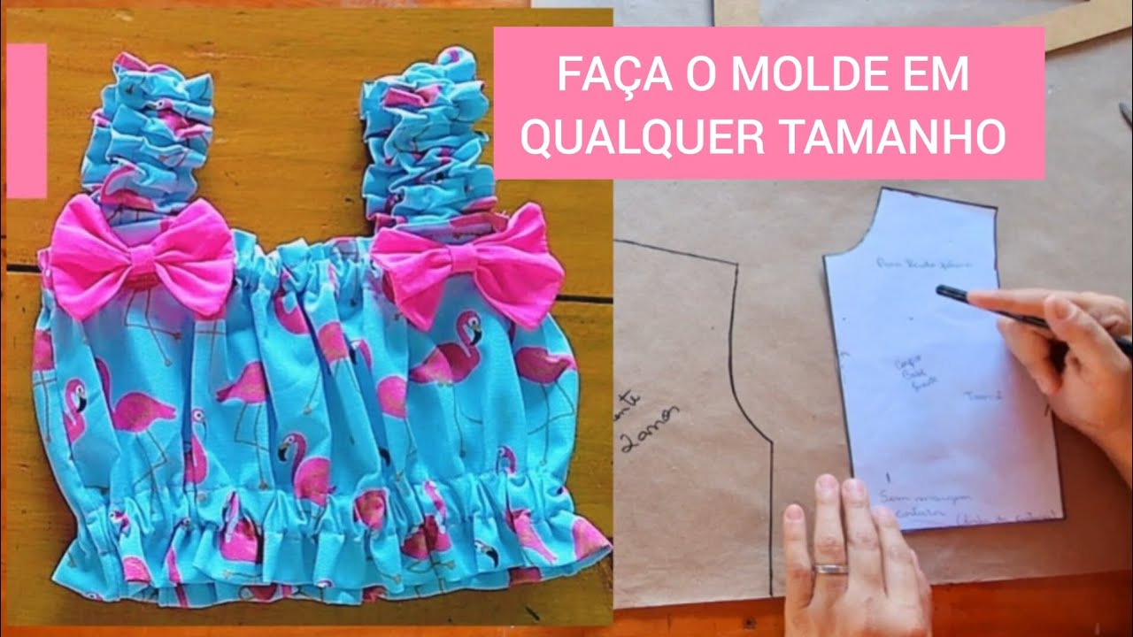 Como fazer Modelagem / Molde TOP CROPPED Infantil ou Adulto, lindo e fácil.