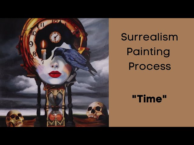 Surrealist Art Clocks Painting With Clock, Broken Time, Lost Time,