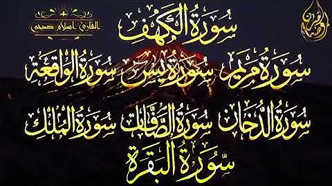 سورة الكهف . مريم. يس. الواقعة الدخان . الصافات . الملك .البقرة إسلام صبحي