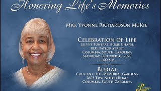Mrs. Yvonne Richardson- McKie.- October 31, 2020- Leevy's Funeral Home Live Stream