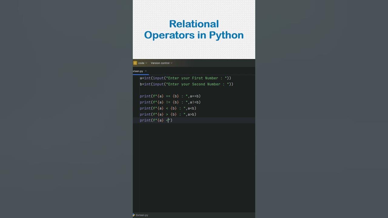 Perform all relational operators on given numbers in Python - YouTube