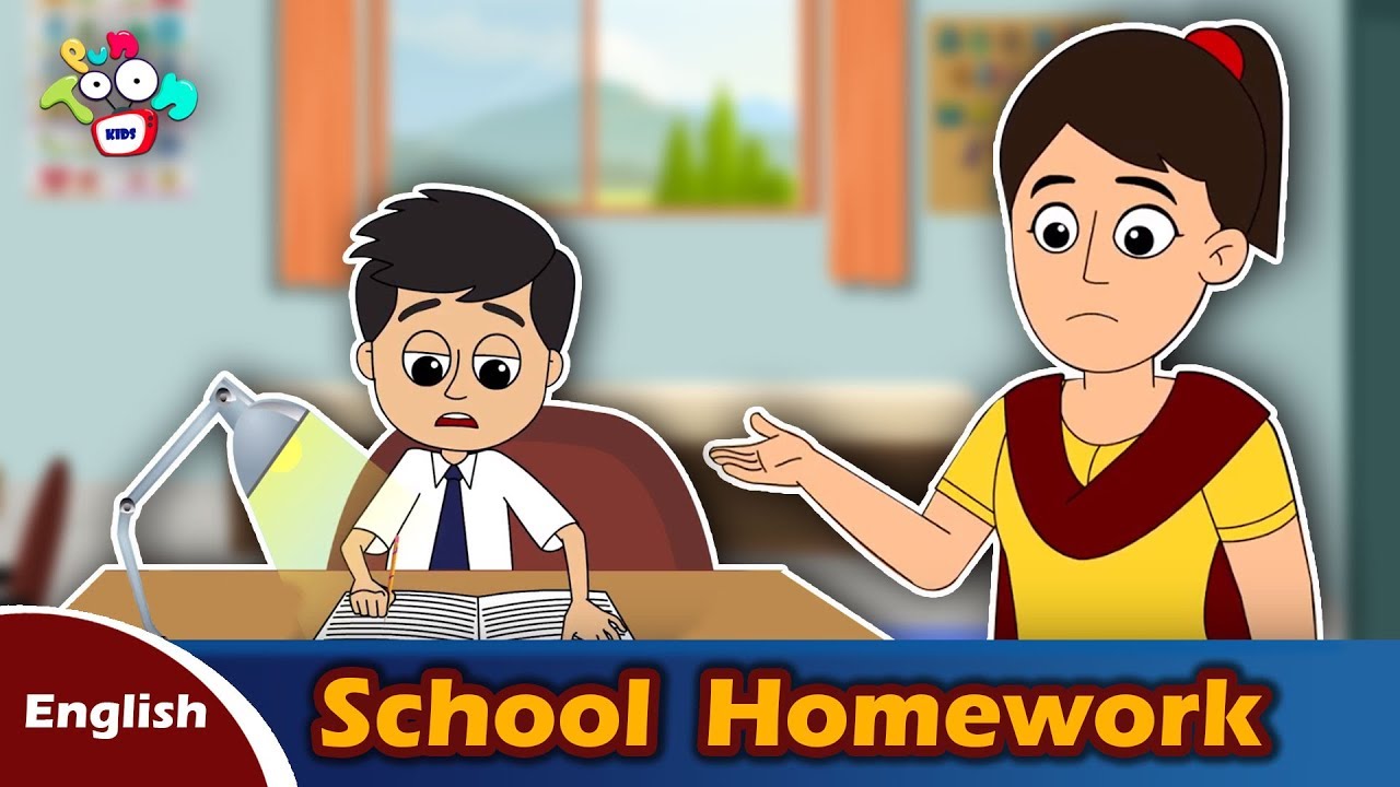 School Homework | English Moral Stories | English Animated Stories |  PunToon Kids English - YouTube