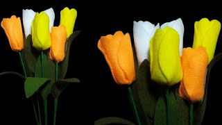 Cara Membuat Bunga Tulip dari Kain Flanel || DIY How to Make Felt Flower Tulips