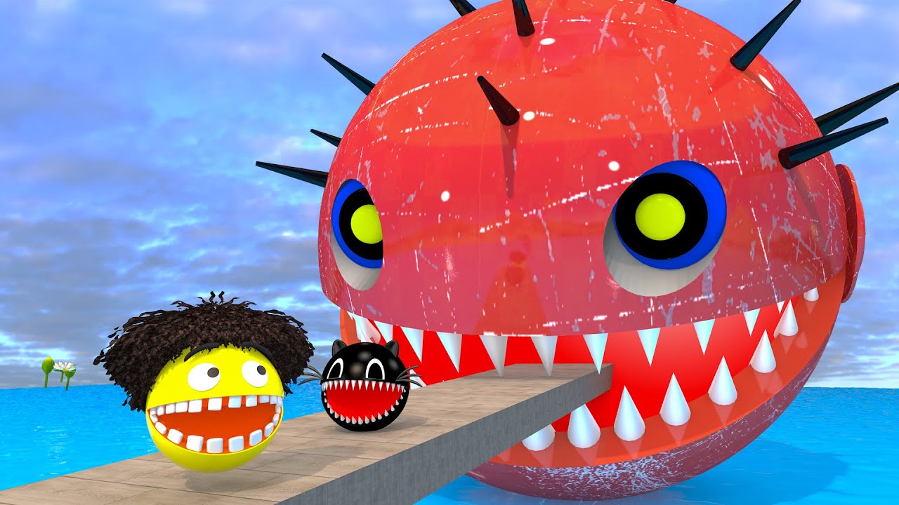 MS PACMAN & NEW RED PACMAN VS TWO YELLOW MONSTER PACMAN FIGHTING IN POKEMON 