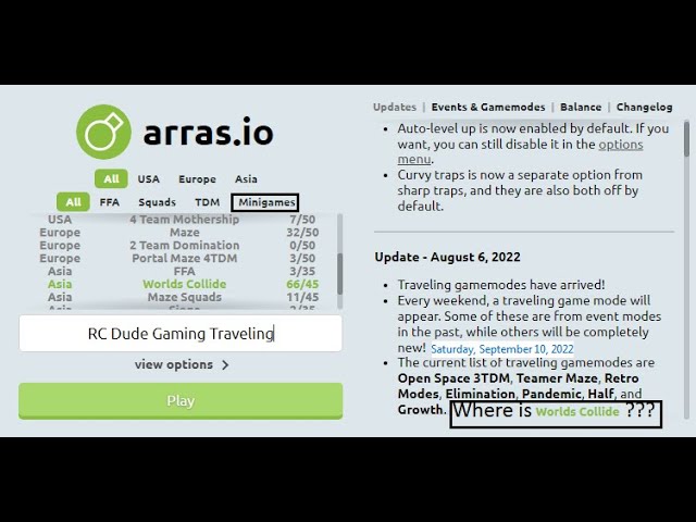 Arras io Traveling Game mode 'Worlds Collide' 