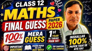 Important Questions Class 12 Maths 2026  Guess Paper Important Long And Short Question 2026