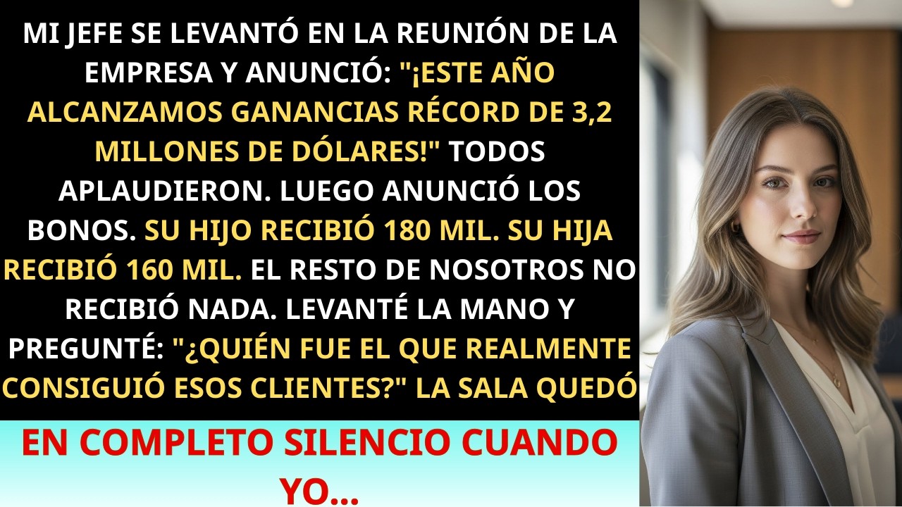Mi jefe anunció $3,2M en ganancias récord, pero solo su familia recibió bonos… y yo estaba allí