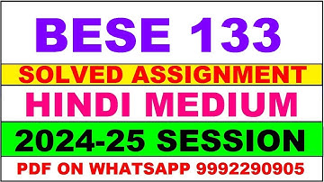 bese 133 solved assignment 2024-25 | bese 133 solved assignment in hindi 2025 | bese 133 2025