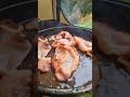 Hot tent camp & cook. Sizzling Bacon @POMOLY #hottent #hottentcamping #bacon #food