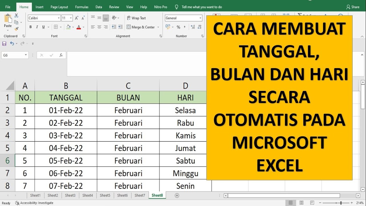 Rumus excel tanggal dan hari otomatis bisa diubah ke bahasa indonesia