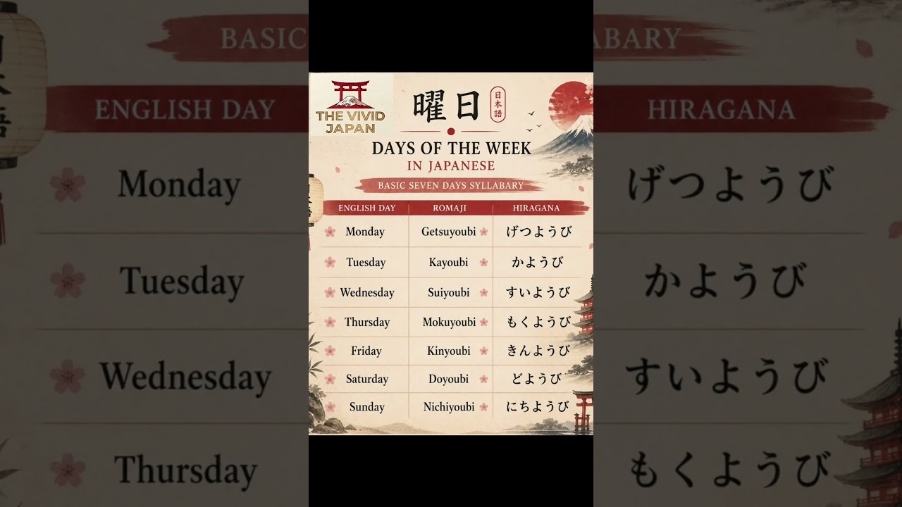 In Japanese, each day is named after a natural element - it's