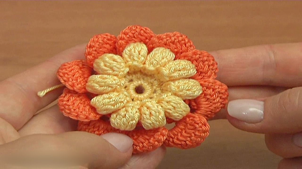 Crochet Flower With Popcorn Stitches