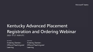 Kentucky Advanced Placement Registration and Ordering Webinar