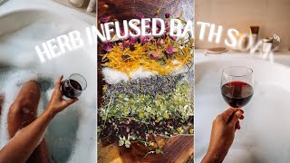DIY Herb Infused Bath soak Bath Salt Relaxation Natural Homemade Skincare Products