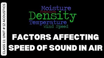 Factors Affecting Speed Of Sound In Air - Unit # 12 Acoustics - Class 11 Physics