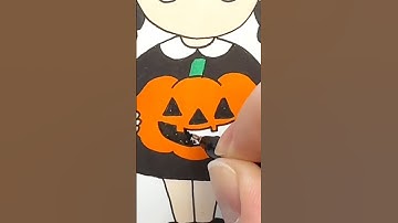 How To Draw A Cute Halloween Girl Fast! #shorts #kids #drawing