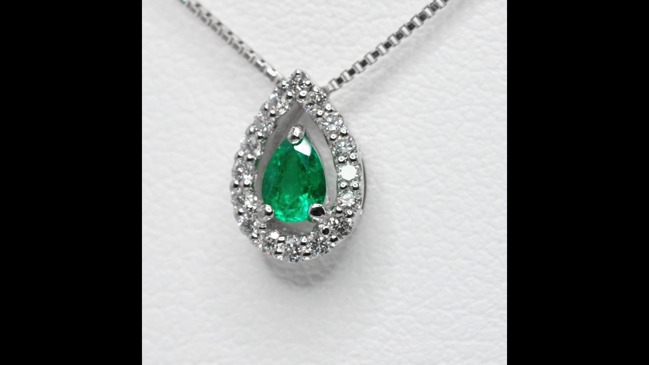 エメラルド ダイヤモンドネックレス EM 0.13ct D 0.09ct 45cm Pt950 日