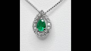 エメラルド ダイヤモンドネックレス EM 0.13ct D 0.09ct 45cm Pt950 日