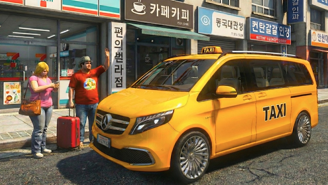GTA 5 - Realistic Taxi Driver Job in Mercedes-Benz V-Class | POV Drive