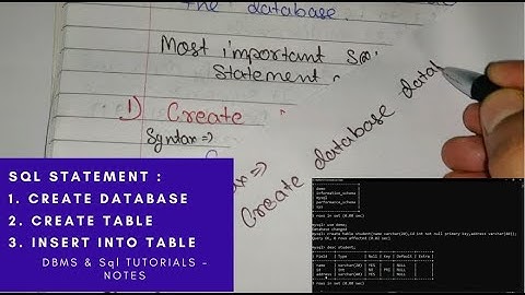 SQL Statements : Create Database, Create Table, Insert Into Table with Example - SQL Tutorials