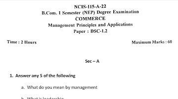 2022 Management Principles & Application Previous year question Paper Gulbarga University Karnataka