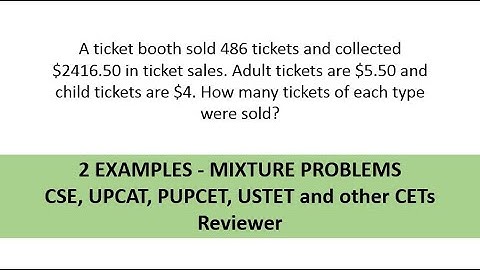 2 Examples Mixture Problems - CSE, UPCAT and other CETs Reviewer