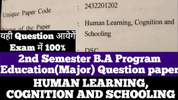 Sol du 2nd Semester B.A Programme Human Learning Cognition and Schooling Question Paper 2025