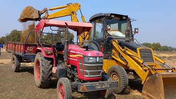 JCB 3dx Machine Loading Soil On Mahindra Yuvo 415DI Tractor | Jcb Tractor Cartoon | Jcb Video