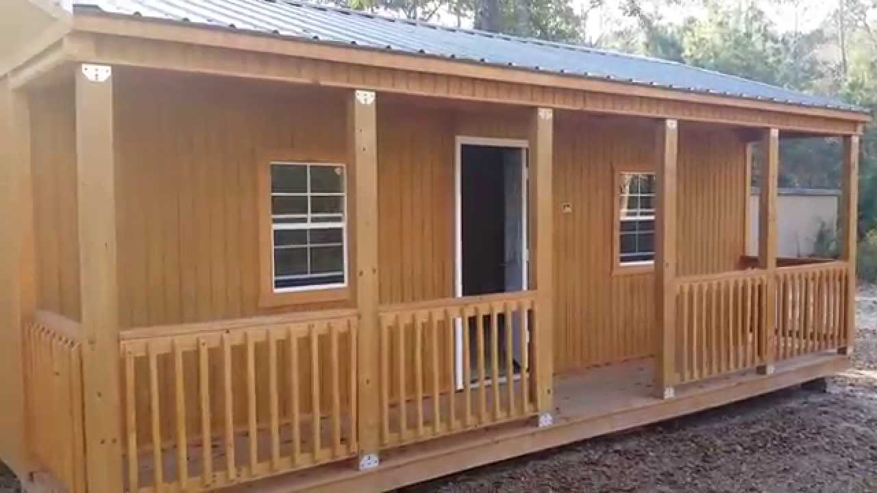  Portable Buildings of Huntsville TX 16x24 Side Porch Cabin - YouTube