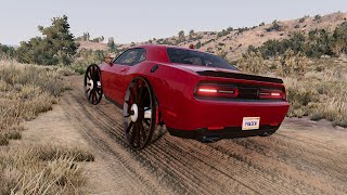 Horse &amp; Buggy Wheeled Dodge Challenger On Rough Terrain