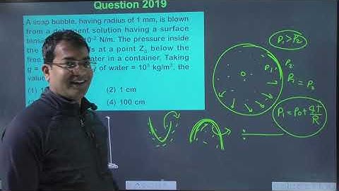 A soap bubble having radius of 1 mm  is blown from a detergent solution having a surface tension