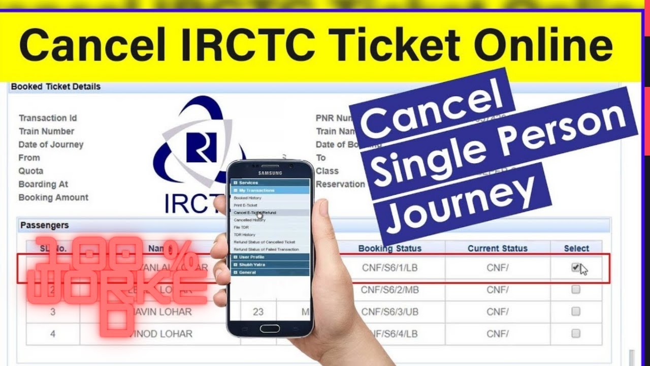 How To Cancel IRCTC Tickets Cancel Single Person Railway Ticket 