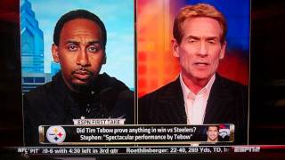 Stephen A. Smith reacts to Tebow`s first Playoff win