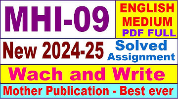 MHI 09 solved assignment 2024-25 in English || mhi 09 solved assignment 2025 || mhi9 2024-25