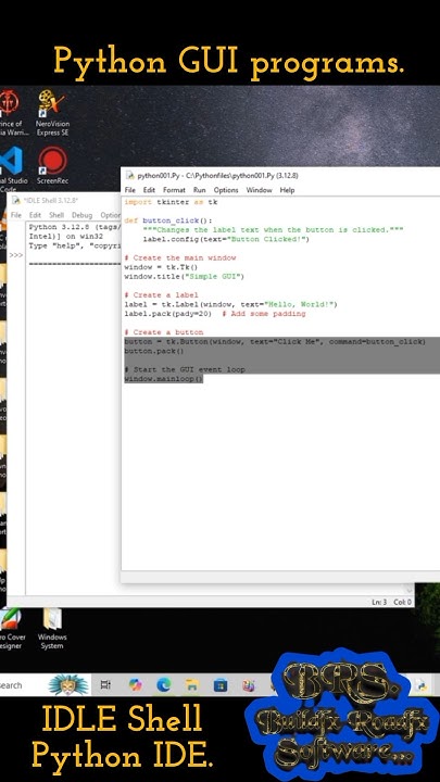 Python & IDLE Shell GUI programs.01 #html #java #javascript #python # ...