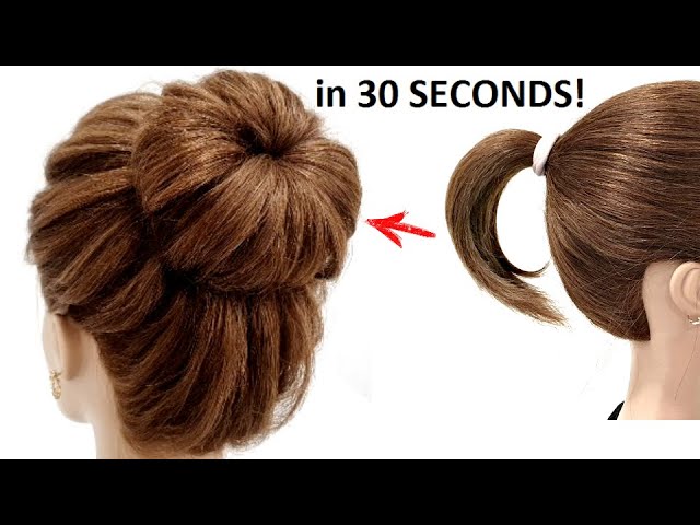 VOLUME HIGH BUNS in 30 SECONDS! for SHORT HAIR class=
