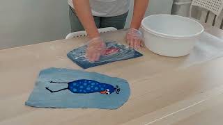 Как закрепить рисунок сухим валянием шерсти на ткани